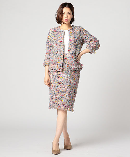 ESTNATION ツイード風ニットノーカラーショートジャケット ESTNATION（エストネーション）の「ESTNATION ツイード風ニット