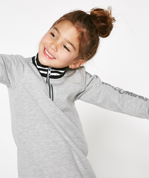 AZUL by moussy（アズールバイマウジー）の「ラインリブワンピース（ワンピース・キッズ・トップグレー/ブラック・100/110/120/130）」の12枚目の写真