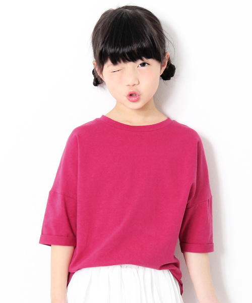 devirock（デビロック）の「ゆるっとTシャツ カットソー 半袖Tシャツ（Tシャツ/カットソー・キッズ・オフホワイト/ブラック/グリーン系その他/レッド系その他/スモークピンク・100cm/110cm/120cm/130cm/140cm/150cm/160cm）」の5枚目の写真