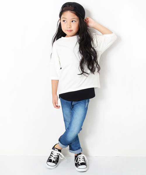 devirock（デビロック）の「ゆるっとTシャツ カットソー 半袖Tシャツ（Tシャツ/カットソー・キッズ・オフホワイト/ブラック/グリーン系その他/レッド系その他/スモークピンク・100cm/110cm/120cm/130cm/140cm/150cm/160cm）」の12枚目の写真