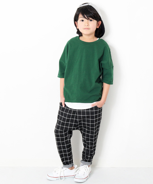 devirock（デビロック）の「ゆるっとTシャツ カットソー 半袖Tシャツ（Tシャツ/カットソー・キッズ・オフホワイト/ブラック/グリーン系その他/レッド系その他/スモークピンク・100cm/110cm/120cm/130cm/140cm/150cm/160cm）」の8枚目の写真