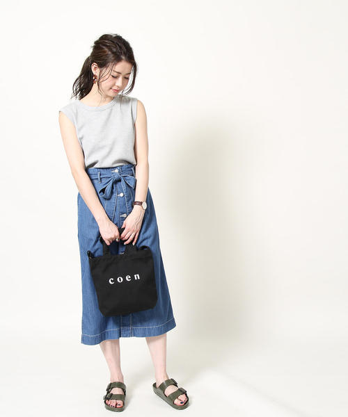 coen（コーエン）の「【Sサイズ】coen2WAYロゴトートバッグ（トートバッグ・レディース・オフホワイト/ブラック・FREE）」の9枚目の写真