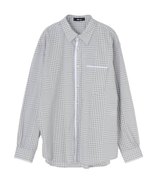 Ne-net（ネネット）の「いろいろチェック（シャツ/ブラウス・レディース・ライトグレー/ブラック・02/03）」の2枚目の写真