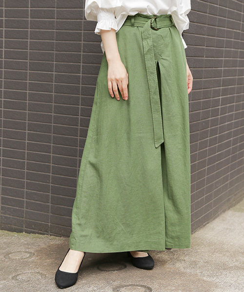 niko and...（ニコアンド）の「ヨーロピアンリネンレーヨンフレアパンツ（その他パンツ・レディース・パープル/キャメル/ネイビー/カーキ/ベージュ/ダークグリーン・3/4/2）」の3枚目の写真