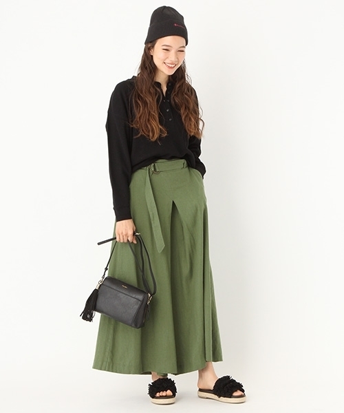 niko and...（ニコアンド）の「ヨーロピアンリネンレーヨンフレアパンツ（その他パンツ・レディース・パープル/キャメル/ネイビー/カーキ/ベージュ/ダークグリーン・3/4/2）」の7枚目の写真