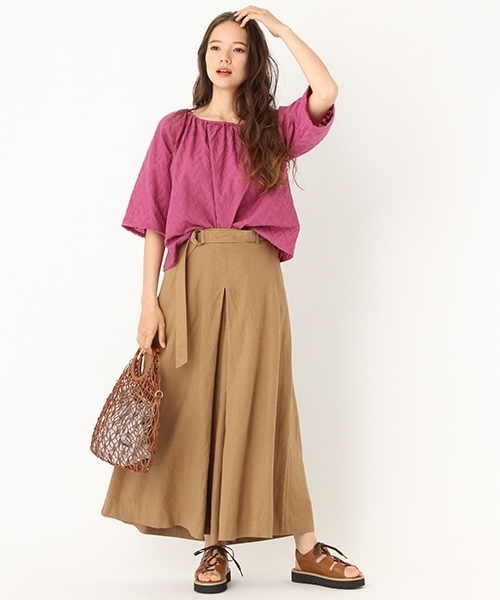 niko and...（ニコアンド）の「ヨーロピアンリネンレーヨンフレアパンツ（その他パンツ・レディース・パープル/キャメル/ネイビー/カーキ/ベージュ/ダークグリーン・3/4/2）」の10枚目の写真