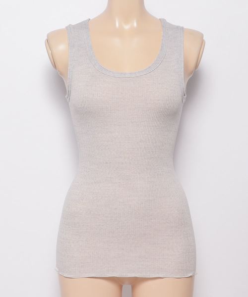 オスカリート コットン レース タンクトップ ライトグレー タンク