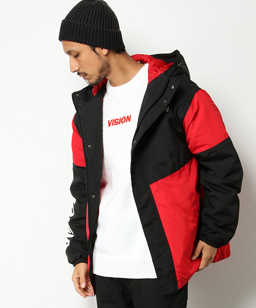 VISION STREET WEAR（ヴィジョンストリートウェア）の「VISION ビジョン 切り替え中綿ジャケット（ブルゾン・メンズ・レッド/オフホワイト/ライトグリーン/コーラル・LL/M/L）」の4枚目の写真