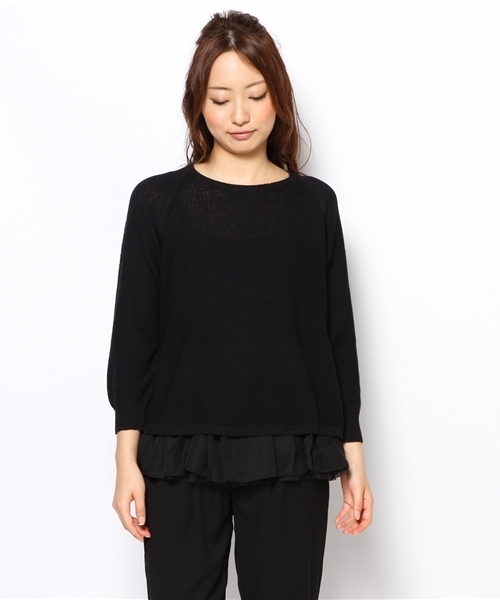 green label relaxing（グリーンレーベルリラクシング）の「GT C FLA PO + キャミソール SETニット（ニット/セーター・レディース・ベージュ/ネイビー・フリー）」の3枚目の写真