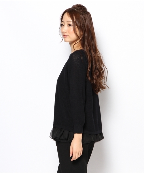 green label relaxing（グリーンレーベルリラクシング）の「GT C FLA PO + キャミソール SETニット（ニット/セーター・レディース・ベージュ/ネイビー・フリー）」の4枚目の写真