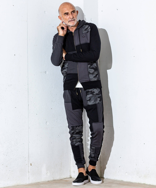 1piu1uguale3 RELAX（ウノピュウノウグァーレトレリラックス）の「1PIU1UGUALE3 RELAX(ウノピゥウノウグァーレトレ)カモパッチワークジョガーパンツ（デニムパンツ・メンズ・ホワイト/ブラック・SMALL/MEDIUM/LARGE/X-LARGE/XX-LARGE）」の3枚目の写真