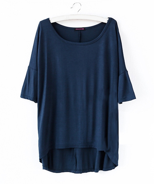 TeddyShop(テディショップ)の「レディース 5分袖シンプルテールシルエットシャツ(Tシャツ/カットソー・レディース・ネイビー/イエロー/ブラック/ブルー/グリーン/ホワイト/ピンク系その他/グレー/ライトピンク・FREE)」の5枚目の写真