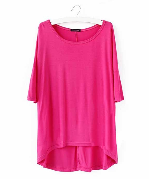 TeddyShop(テディショップ)の「レディース 5分袖シンプルテールシルエットシャツ(Tシャツ/カットソー・レディース・ネイビー/イエロー/ブラック/ブルー/グリーン/ホワイト/ピンク系その他/グレー/ライトピンク・FREE)」の8枚目の写真