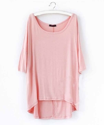 TeddyShop（テディショップ）の「レディース 5分袖シンプルテールシルエットシャツ（Tシャツ/カットソー）」