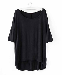 TeddyShop（テディショップ）の「レディース 5分袖シンプルテールシルエットシャツ（Tシャツ/カットソー）」