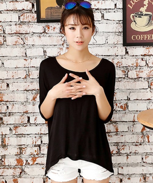 TeddyShop(テディショップ)の「レディース 5分袖シンプルテールシルエットシャツ(Tシャツ/カットソー・レディース・ネイビー/イエロー/ブラック/ブルー/グリーン/ホワイト/ピンク系その他/グレー/ライトピンク・FREE)」の15枚目の写真