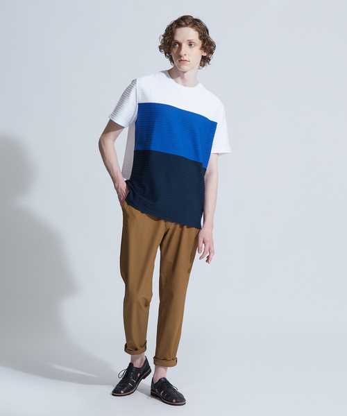 ABAHOUSE GRAY(アバハウスグレイ)の「【展開店舗限定】3段配色JQDボーダー半袖Tシャツ(Tシャツ/カットソー・メンズ・ホワイト/ネイビー/グリーン・46/48)」の8枚目の写真