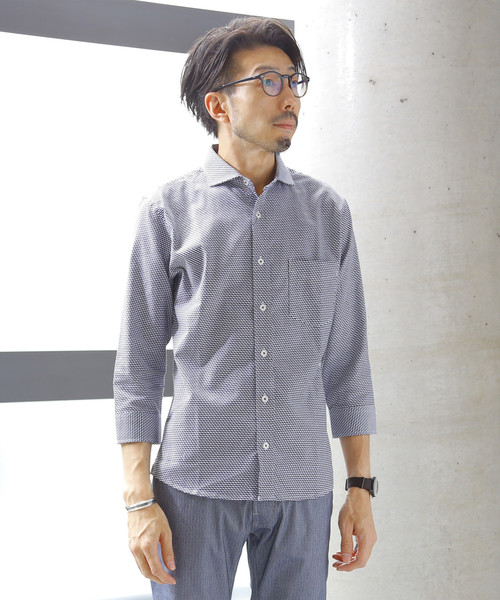 Men S Melrose メンズメルローズ の ジオメトリックドビーストレッチ7分袖シャツ シャツ ブラウス Wear