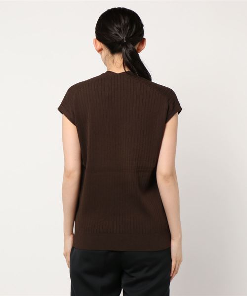 AMERICAN HOLIC（アメリカンホリック）の「両Vネック抜け衿リブノースリーブプルオーバー　＊（ニット/セーター・レディース・ネイビー/ブラウン/グリーン・M/L）」の5枚目の写真