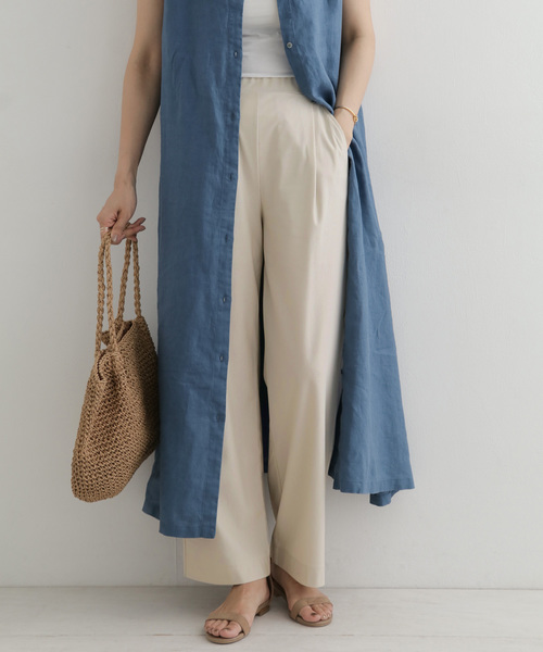 URBAN RESEARCH DOORS(アーバンリサーチドアーズ)の「後ゴムカットストレートパンツ(パンツ)」|ベージュ