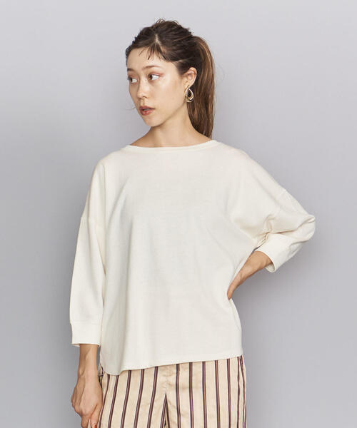 BEAUTY&YOUTH UNITED ARROWS（ビューティーアンドユースユナイテッドアローズ）の「BY コットンブークレ―バックV8分袖プルオーバーо（Tシャツ/カットソー・レディース・ブラック/オリーブ/ナチュラル・FREE）」の3枚目の写真