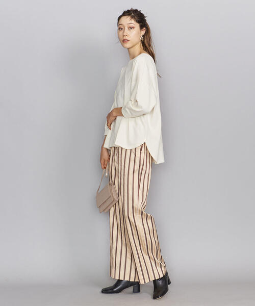 BEAUTY&YOUTH UNITED ARROWS（ビューティーアンドユースユナイテッドアローズ）の「BY コットンブークレ―バックV8分袖プルオーバーо（Tシャツ/カットソー・レディース・ブラック/オリーブ/ナチュラル・FREE）」の12枚目の写真