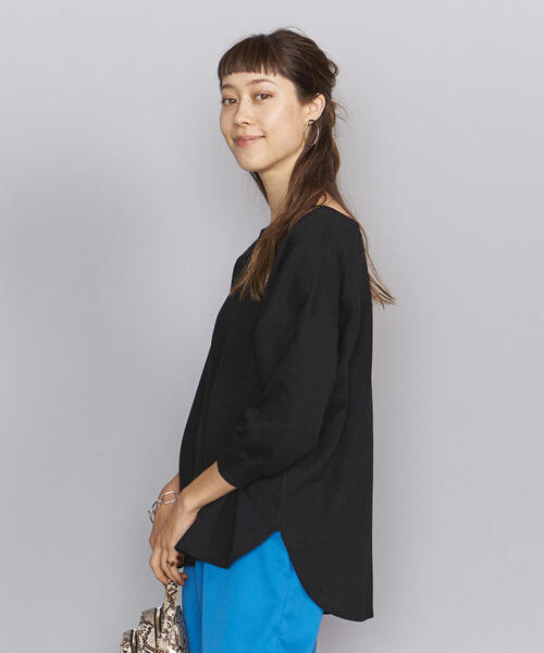 BEAUTY&YOUTH UNITED ARROWS（ビューティーアンドユースユナイテッドアローズ）の「BY コットンブークレ―バックV8分袖プルオーバーо（Tシャツ/カットソー・レディース・ブラック/オリーブ/ナチュラル・FREE）」の10枚目の写真