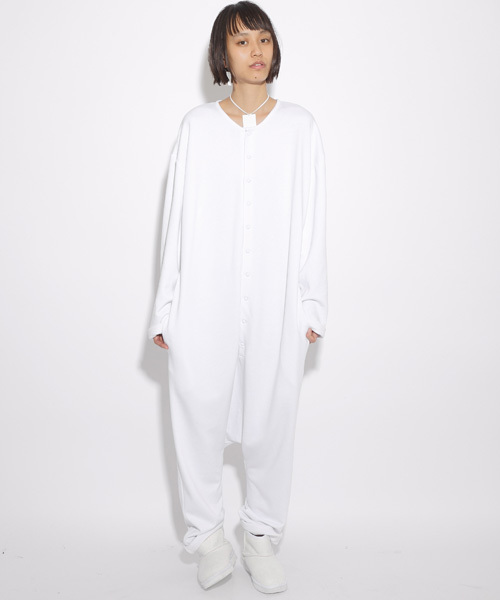 i（アイ）の「裏毛オールインワン（つなぎ/オールインワン・レディース・ホワイト/ブラック・FREE）」の2枚目の写真