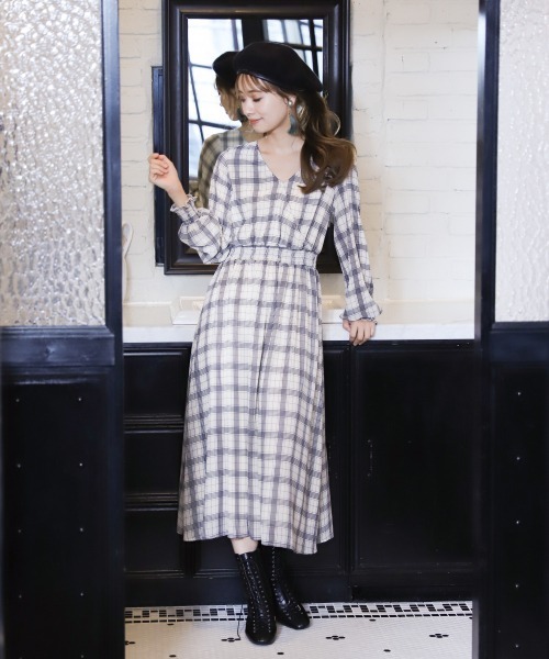 Web限定アイテム カシュクールチェックワンピース Mysty セール ワンピース ワンピース ワンピース Mysty Woman ミスティウーマン のファッション