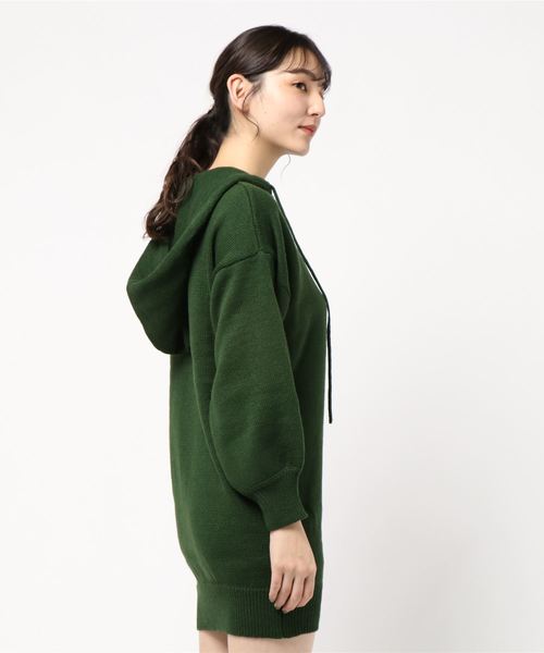 SPIRALGIRL(スパイラルガール)の「ニットパーカーミニワンピース(ワンピース・レディース・ベージュ/グリーン/ブラック系その他・FREE)」の9枚目の写真