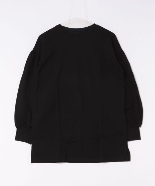 STYLEBLOCK（スタイルブロック）の「天竺ビッグシルエットボリュームスリーブサイドスリットロング丈カットソー（Tシャツ/カットソー・レディース・ホワイト/ライトグレー/ブラック/ベージュ/ライトベージュ・M）」の3枚目の写真