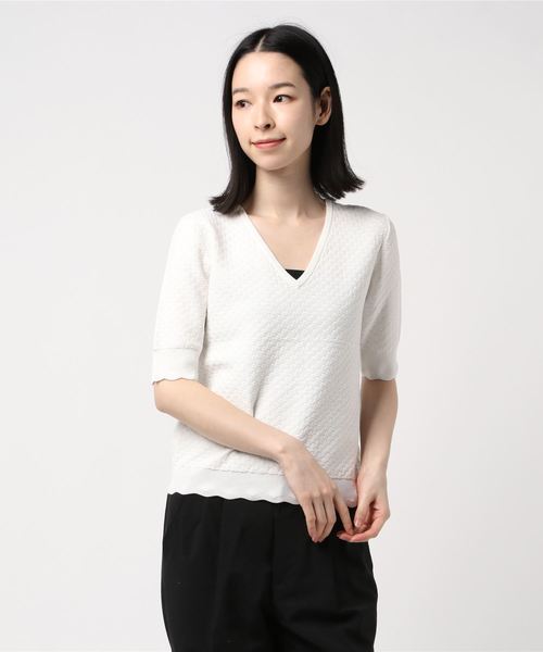 ESTNATION（エストネーション）の「ESTNATION / スカラップVネック五分