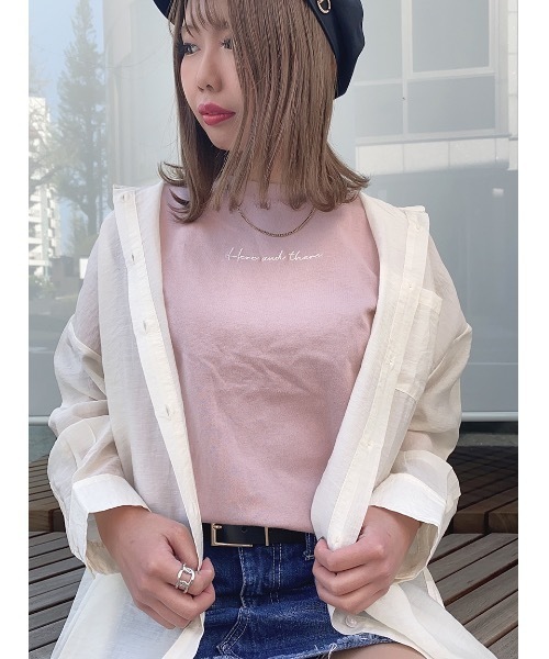 one way（ワンウェイ）の「シシュウロゴＴ（Tシャツ/カットソー・レディース・ホワイト/ベージュ/ライトグリーン/ライトピンク・FREE）」の4枚目の写真