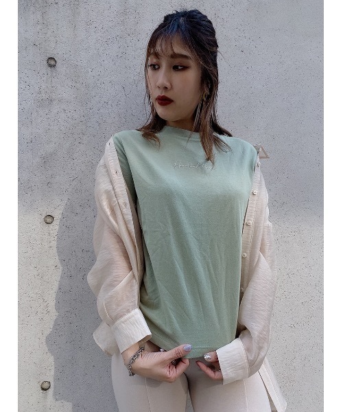 one way（ワンウェイ）の「シシュウロゴＴ（Tシャツ/カットソー・レディース・ホワイト/ベージュ/ライトグリーン/ライトピンク・FREE）」の20枚目の写真