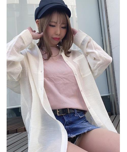 one way（ワンウェイ）の「シシュウロゴＴ（Tシャツ/カットソー・レディース・ホワイト/ベージュ/ライトグリーン/ライトピンク・FREE）」の8枚目の写真