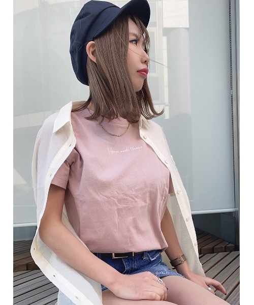 one way（ワンウェイ）の「シシュウロゴＴ（Tシャツ/カットソー・レディース・ホワイト/ベージュ/ライトグリーン/ライトピンク・FREE）」の16枚目の写真