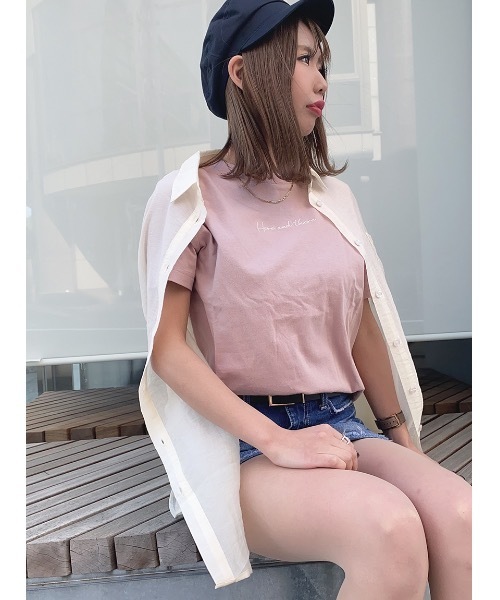 one way（ワンウェイ）の「シシュウロゴＴ（Tシャツ/カットソー・レディース・ホワイト/ベージュ/ライトグリーン/ライトピンク・FREE）」の22枚目の写真