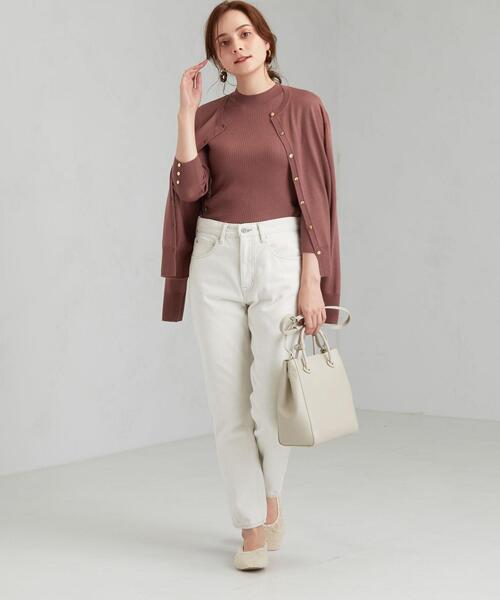 green label relaxing（グリーンレーベルリラクシング）の「[手洗い可能] [1_OF MINE]  ツイン ニット アンサンブル カーディガン（カーディガン/ボレロ・レディース・ブラウン/パープル/ダークグレー/ベージュ・FREE）」の5枚目の写真