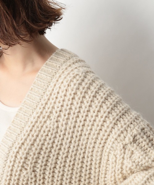 A part by(アパートバイ)の「1.5ゲージウールザックリカーディガン 910932(カーディガン/ボレロ・レディース・アイボリー/グレー系その他2/グリーン系その他2/ネイビー・FREE)」の13枚目の写真