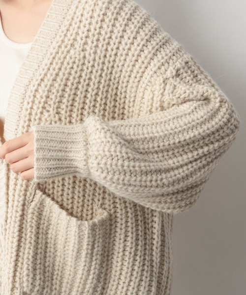 A part by(アパートバイ)の「1.5ゲージウールザックリカーディガン 910932(カーディガン/ボレロ・レディース・アイボリー/グレー系その他2/グリーン系その他2/ネイビー・FREE)」の6枚目の写真