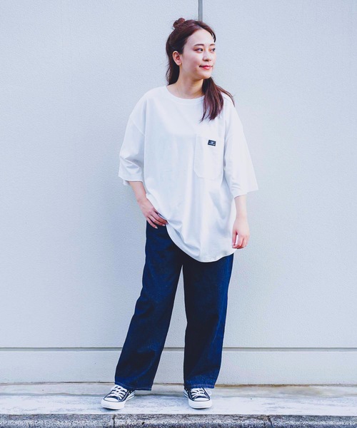 LB/S (エルビーエス)の「【C-17】ポケット付ビッグシルエットTシャツ ワンポイント 裾ラウンド型(Tシャツ/カットソー・レディース・ホワイト/ブラック/パープル/グレー・MEDIUM/LARGE)」の11枚目の写真