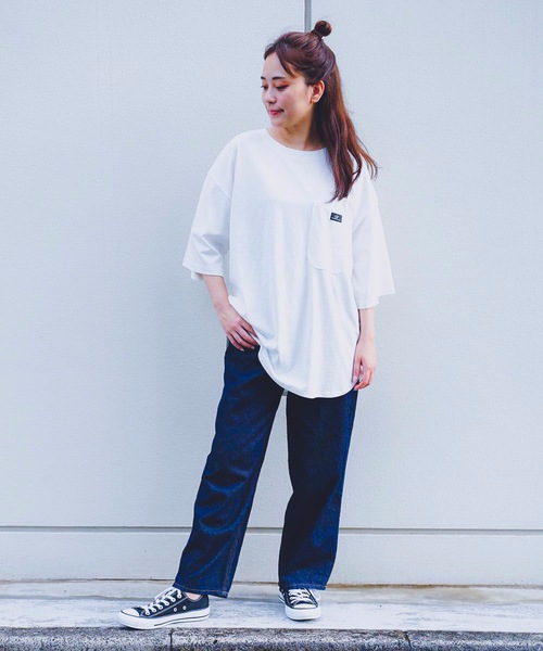 LB/S (エルビーエス)の「【C-17】ポケット付ビッグシルエットTシャツ ワンポイント 裾ラウンド型(Tシャツ/カットソー・レディース・ホワイト/ブラック/パープル/グレー・MEDIUM/LARGE)」の16枚目の写真