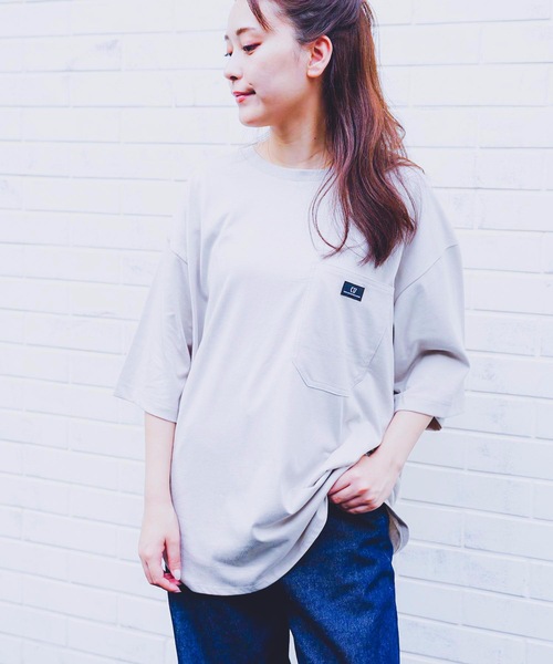 LB/S (エルビーエス)の「【C-17】ポケット付ビッグシルエットTシャツ ワンポイント 裾ラウンド型(Tシャツ/カットソー・レディース・ホワイト/ブラック/パープル/グレー・MEDIUM/LARGE)」の17枚目の写真