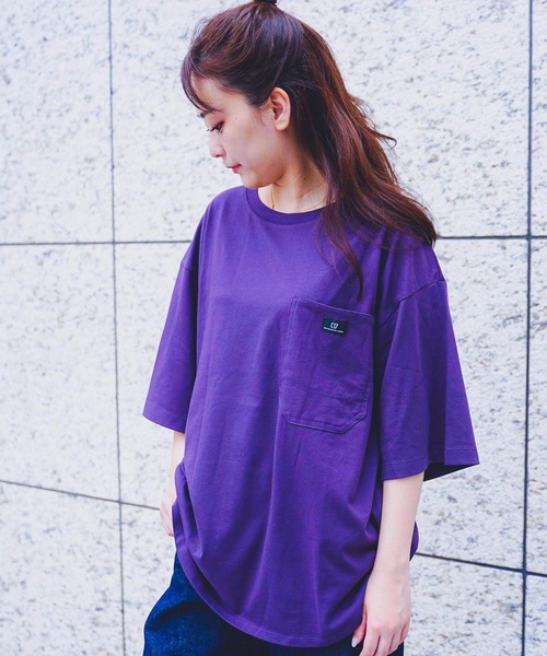 LB/S (エルビーエス)の「【C-17】ポケット付ビッグシルエットTシャツ ワンポイント 裾ラウンド型(Tシャツ/カットソー・レディース・ホワイト/ブラック/パープル/グレー・MEDIUM/LARGE)」の18枚目の写真