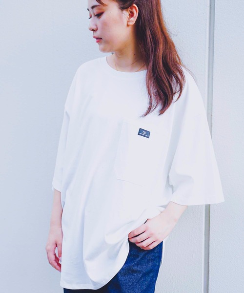 LB/S (エルビーエス)の「【C-17】ポケット付ビッグシルエットTシャツ ワンポイント 裾ラウンド型(Tシャツ/カットソー・レディース・ホワイト/ブラック/パープル/グレー・MEDIUM/LARGE)」の20枚目の写真