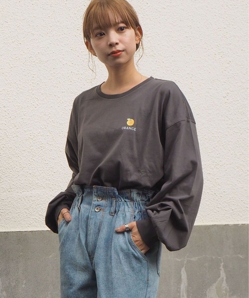tiptop(ティップトップ)の「フルーツロゴBIGロンT(Tシャツ/カットソー・レディース・オフホワイト/ホワイト系その他/ホワイト系その他2/ブラック/ブラック系その他/ブラック系その他2・FREE)」の14枚目の写真