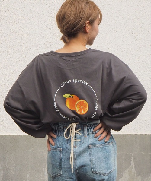 tiptop(ティップトップ)の「フルーツロゴBIGロンT(Tシャツ/カットソー・レディース・オフホワイト/ホワイト系その他/ホワイト系その他2/ブラック/ブラック系その他/ブラック系その他2・FREE)」の9枚目の写真