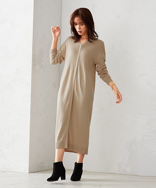 セール キーネック ニット ワンピース フロントスリット ワンピース Comme Ca Ism コムサイズム のファッション通販 Zozotown