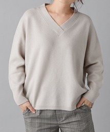 un dix cors | 定番の人気ニット　フェルモVネックルーズニット（ミドル丈）(ニット/セーター)