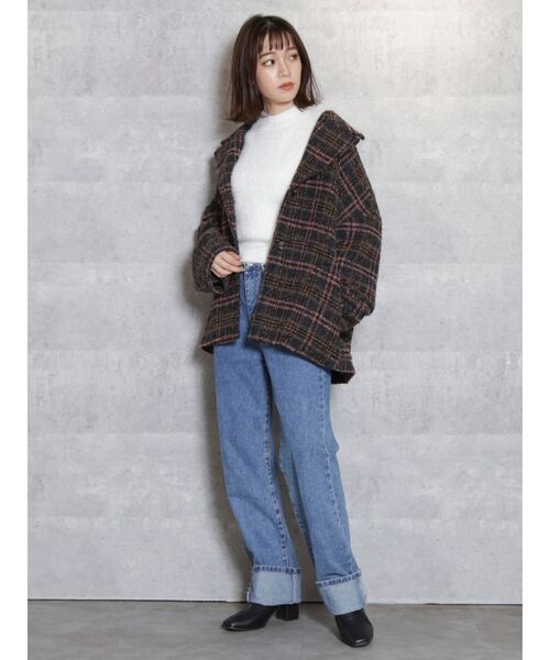 dazzlin（ダズリン）の「チェックシャギーニットトップス（ニット/セーター・レディース・ブラウン/グレー/オフホワイト・FREE）」の17枚目の写真